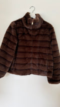 Kunstfelle Jacke gestreift mit Stehkragen
