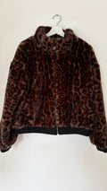 Kunstfell Jacke Leo mit Reisverschluss und gestrickten Bündchen