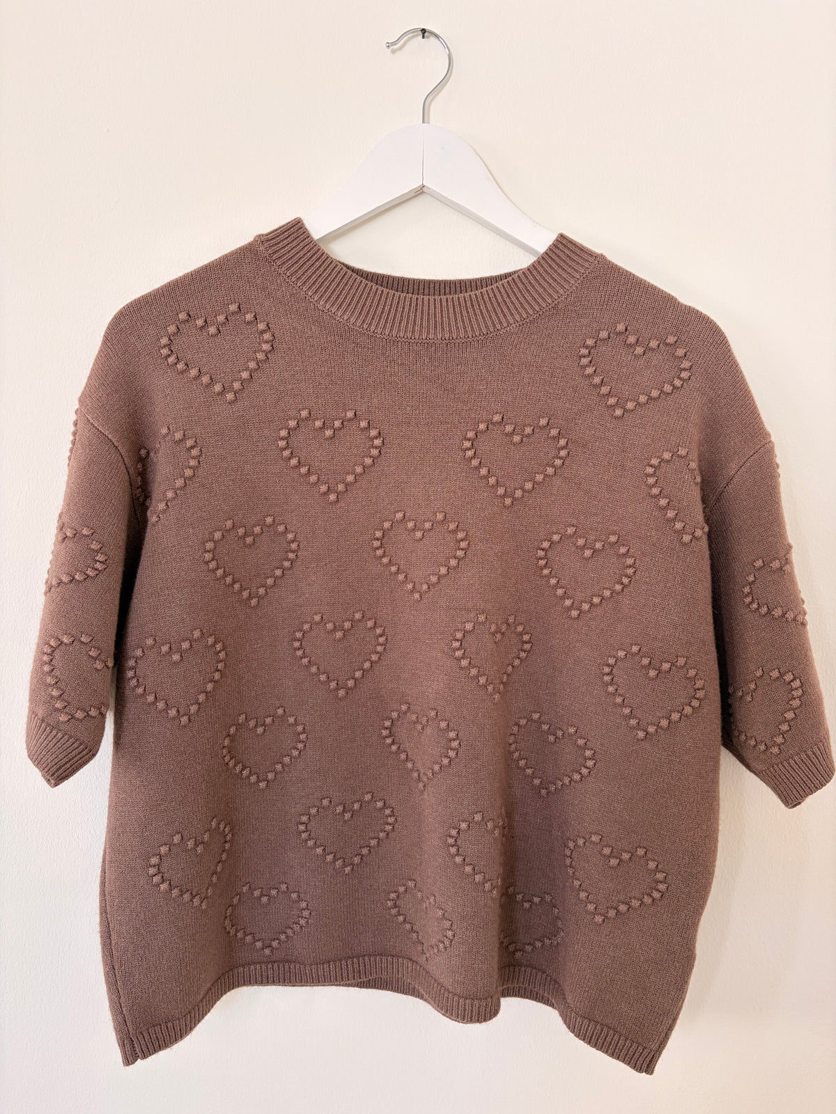 Kurzarm Strickpullover mit Herz