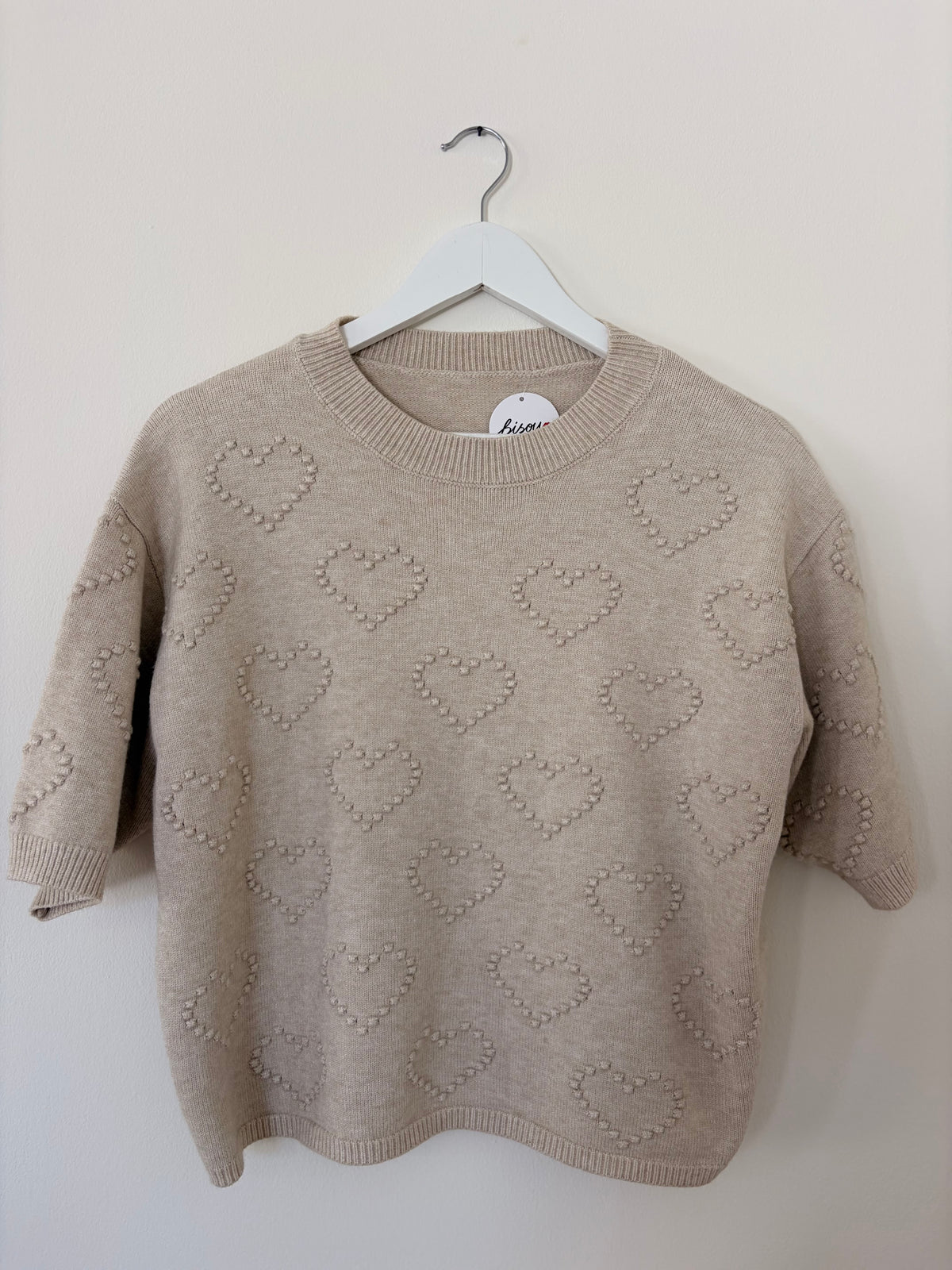 Kurzarm Strickpullover mit Herz