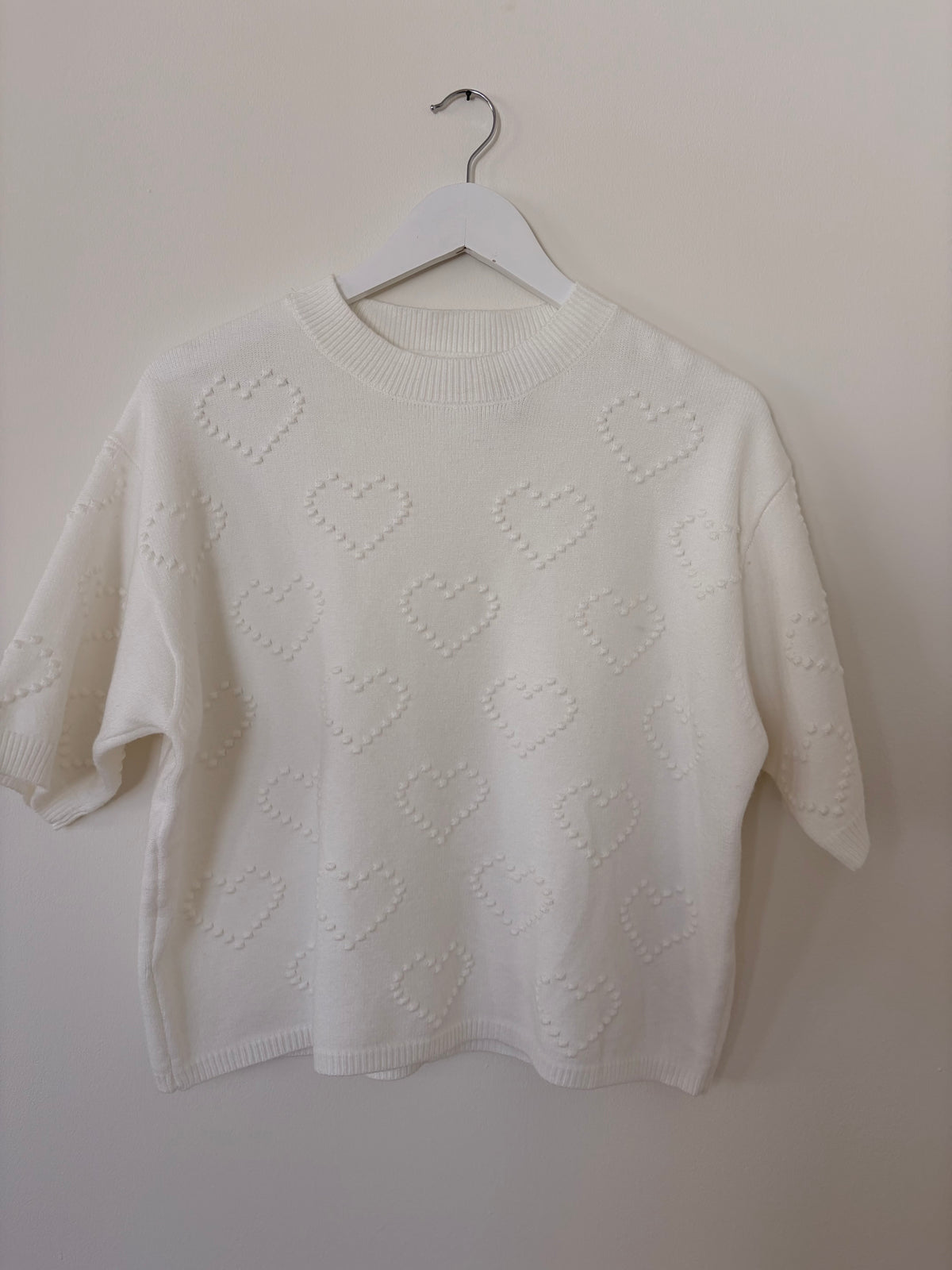 Kurzarm Strickpullover mit Herz