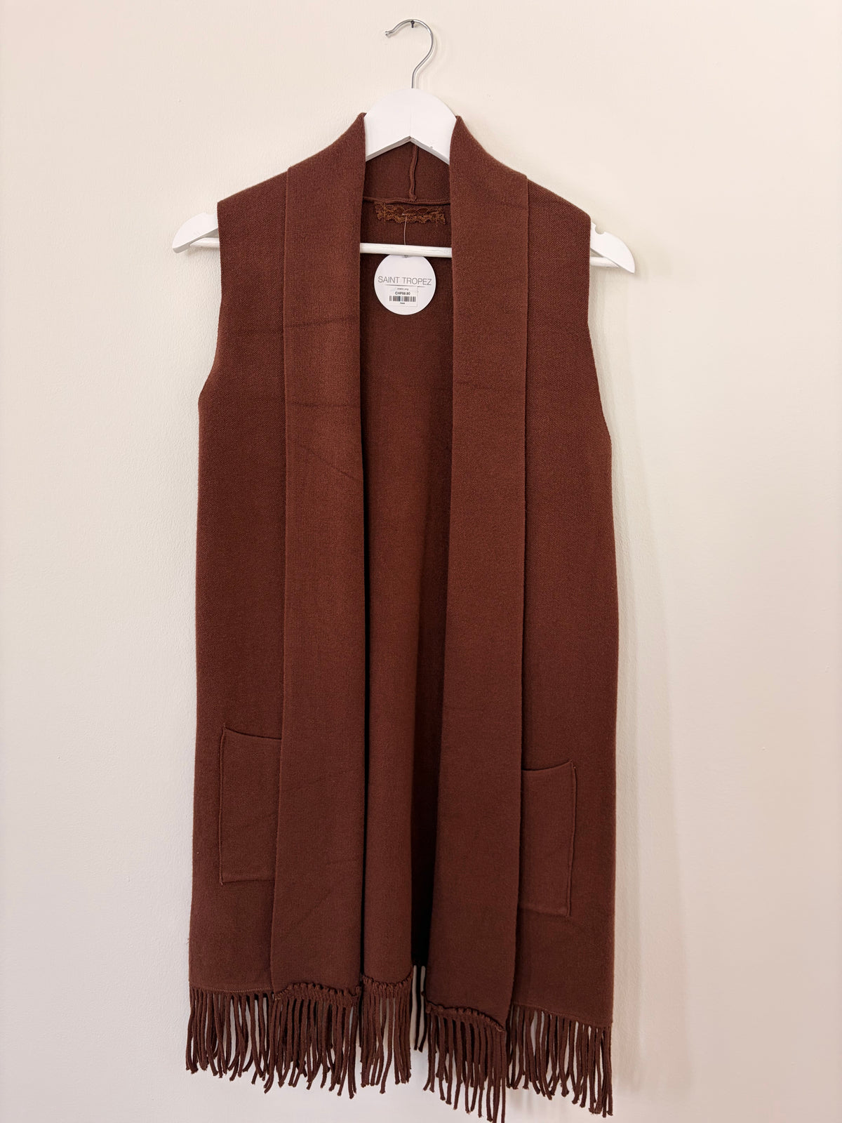 Langes Gilet mit Fransen
