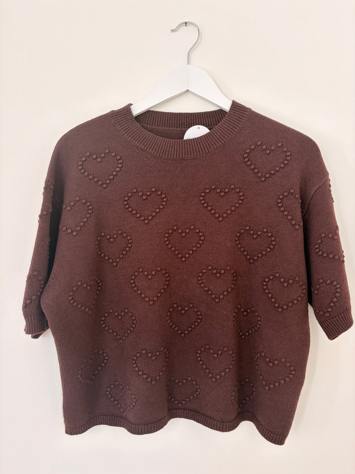 Kurzarm Strickpullover mit Herz