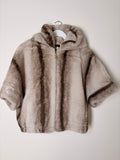 Kunstfell Jacke ¾ Arm mit Kapuze meliert